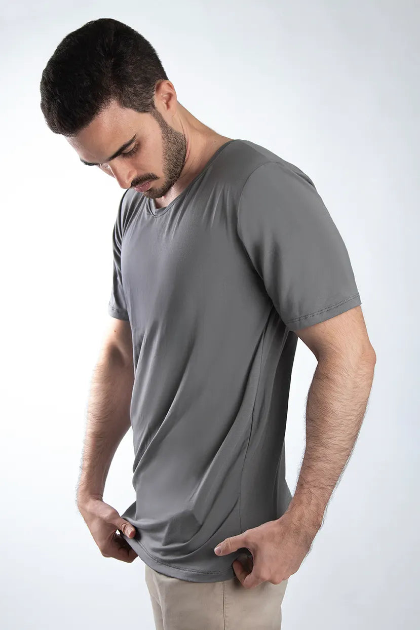 Playera de Bambú Cuello V - Gris