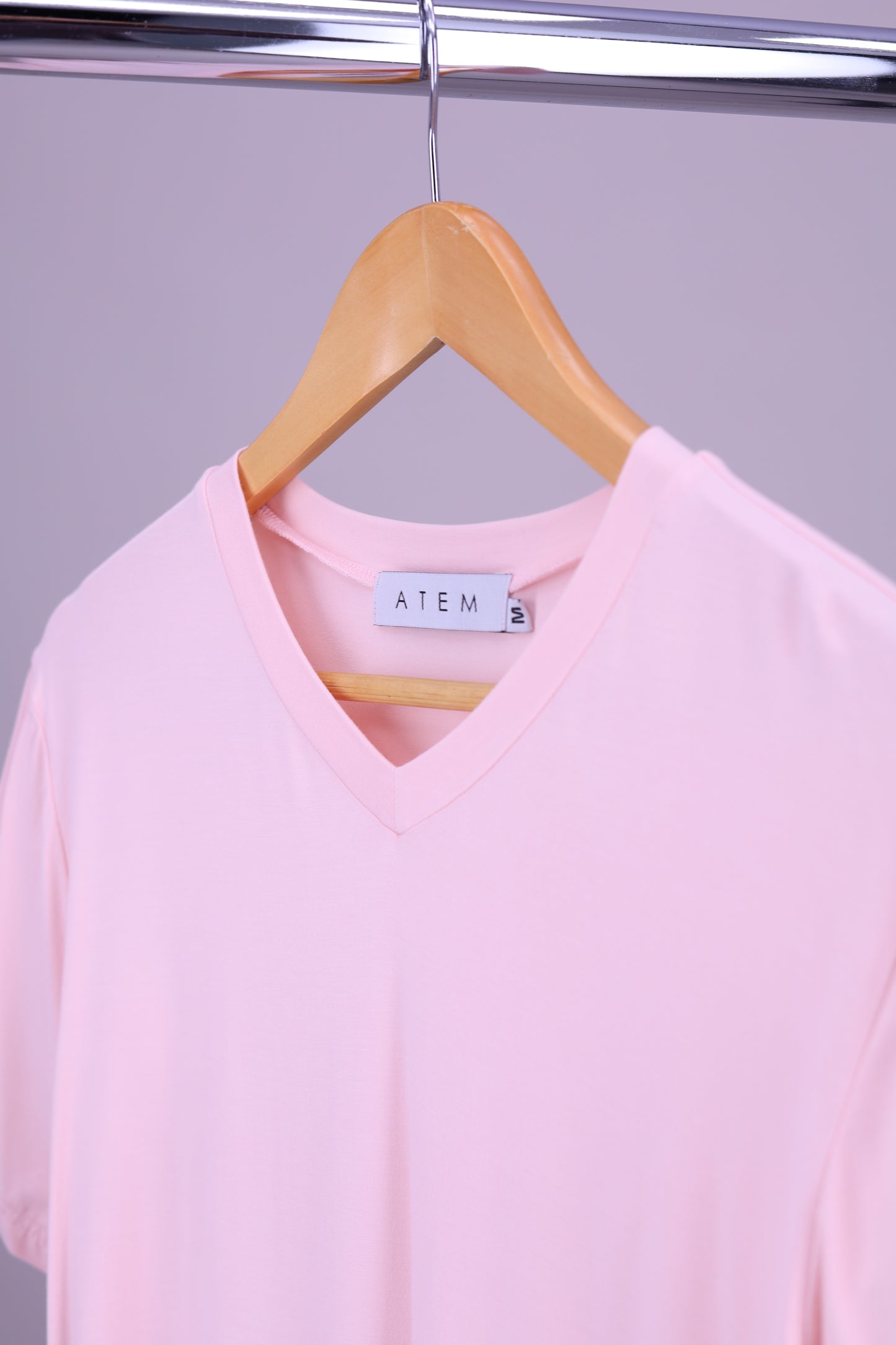 playera de bambu cuello redondo hombre color salmon cuello v, ropa ecologica UPF 50+, Atem