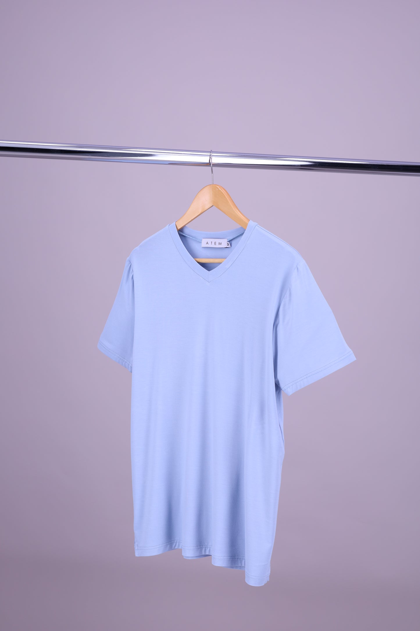 playera de bambu cuello redondo hombre color azul cielo cuello v, ropa ecologica UPF 50+, Atem
